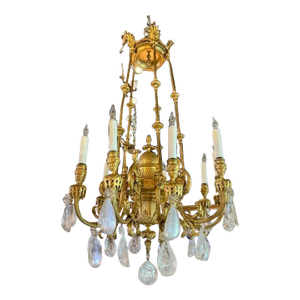 19th C. French Gilt Bronze and Rock Crystal Chandelier