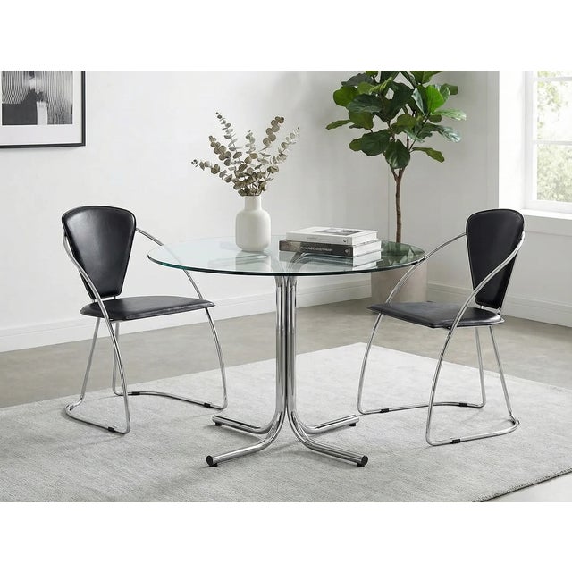 Postmodern Black Leatherette Chair, 1980s, Set of 2 For Sale - Image 4 of 5