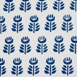 Schumacher Rosenborg Hand Print Fabric in Navy