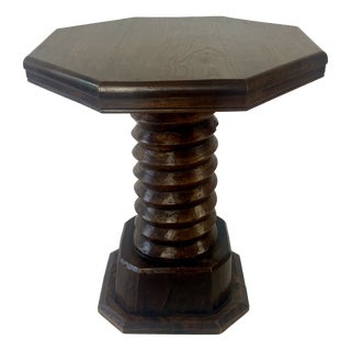 Brutalist Octagonal Side Table in the style of Charles Dudouyt, France, 1940s For Sale