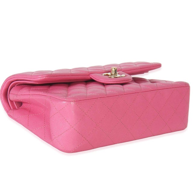 Pink 22P Pink Quilted Caviar Small Classic Double Flap Bag For Sale - Image 8 of 10