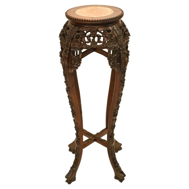 Antique Chinese Pedestal Stand Table, 1840 For Sale