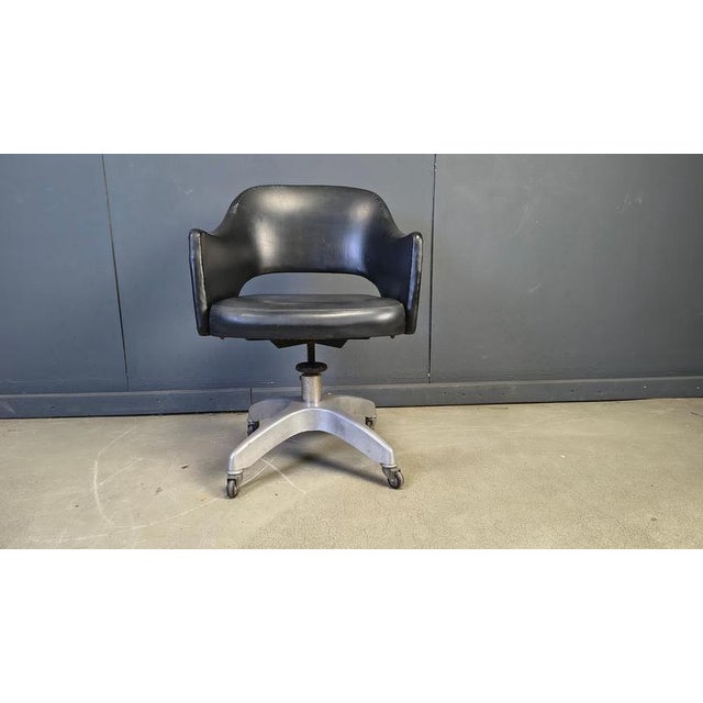 Mid-Century Desk Chair in Aluminium and Leather, 1950s For Sale - Image 10 of 14