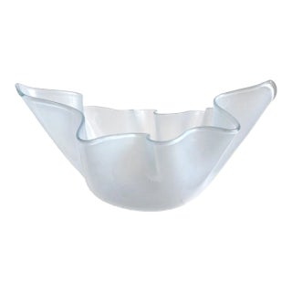 Vintage Venini Murano Fulvio Bianconi Gray Opalino Italian Art Glass Mid Century Sculptural Vase Bowl For Sale