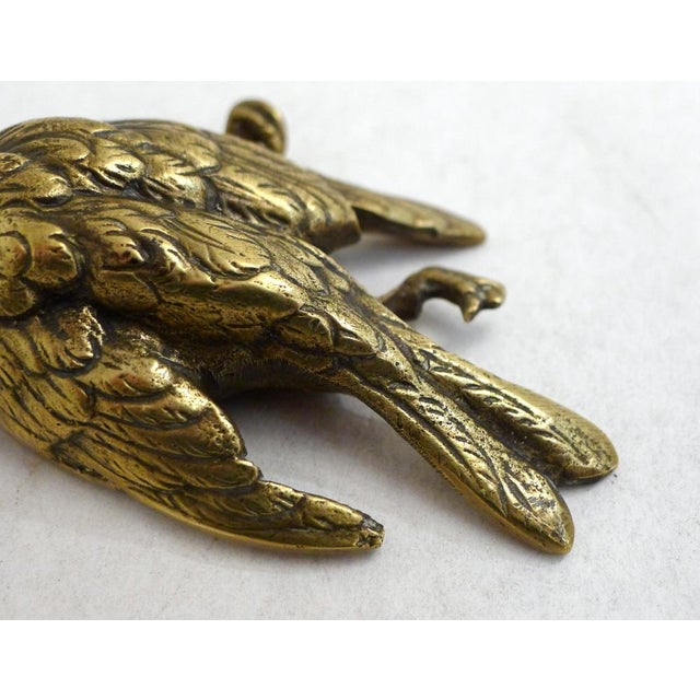 Metal Small Paperweight Sculpture of a Dead Bird in Gilt Bronze or Brass, Early 20th Century For Sale - Image 7 of 13