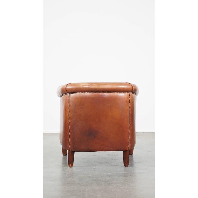 Cognac-Colored Cowhide Leather Club Chair For Sale - Image 4 of 11