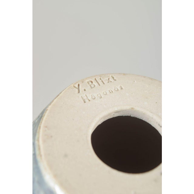 Green Glazed Textured Stoneware Table Lamp by Yngve Blixt for Höganäs, 1970s For Sale - Image 4 of 5