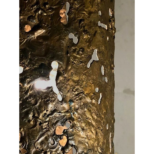 Metal Bronze Sculptural Ceiling Lamp, France, 1970s For Sale - Image 7 of 11