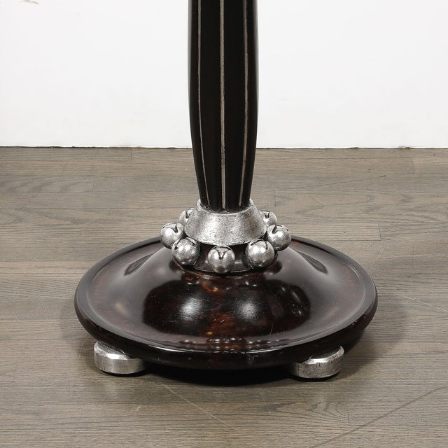 Rose Art Deco Skyscraper Style Frosted Rose Glass Torchiere W/ Stylized Cubist Detail For Sale - Image 8 of 12