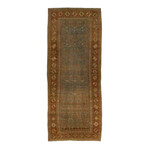 1900s Antique Persian Bidjar Wool Runner in Blue With Allover Floral Motif