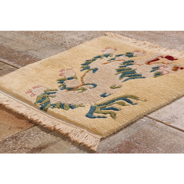 Tan Vintage Tibetan Five Claw Dragon Rug, 01'06 X 01'08 For Sale - Image 8 of 10