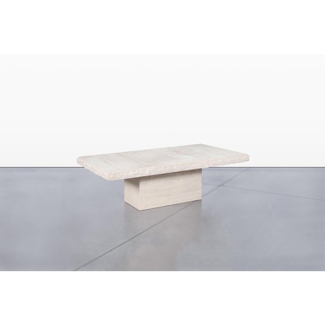 Stone Italian Modern Live-Edge Travertine Coffee Table by Stone International For Sale - Image 7 of 13
