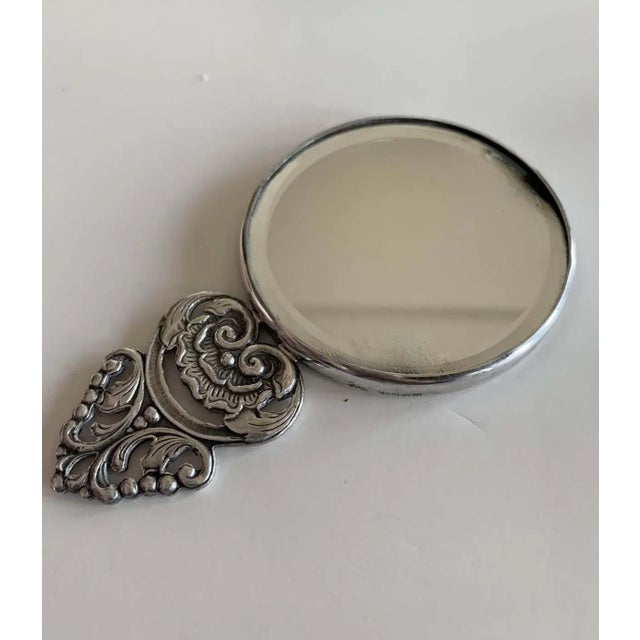 Vintage Danish Silver Plate Hand Mirror For Sale - Image 4 of 4
