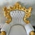 Baroque Style Chair Set – White Leather Upholstery and Gold Leaf Details For Sale In Miami - Image 6 of 7