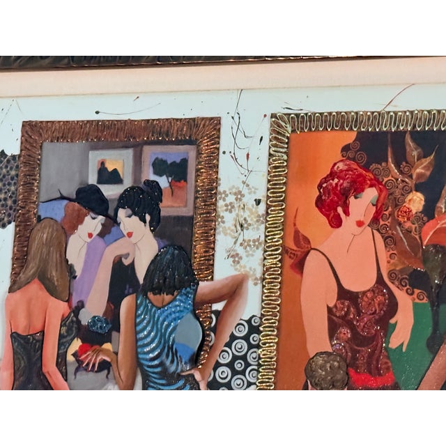 Blue Contemporary Glynn Marcus “Spectators at the Tarkay Exhibit” Giclee on Canvas With Hand Embellishment and Bas Relief Signed and Numbered For Sale - Image 8 of 13