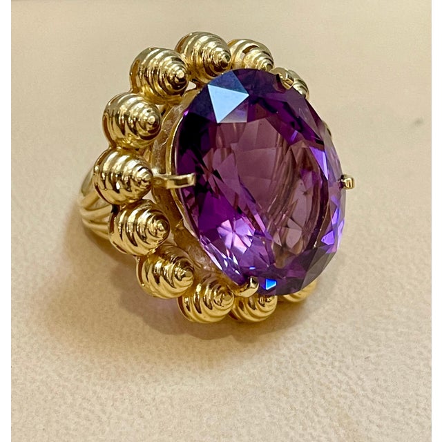 50 Carat Amethyst Cocktail Ring in Solid 18 Karat Yellow Gold 29 Grams For Sale - Image 18 of 18