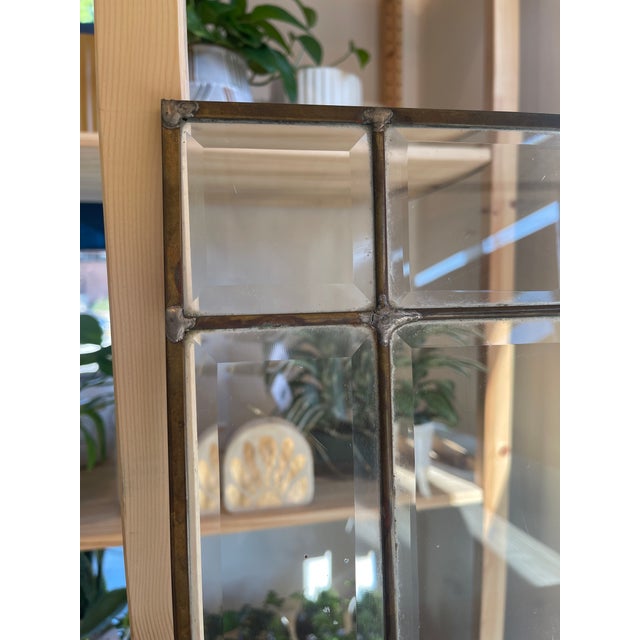 1970s Vintage Leaded Beveled Glass Window Panel For Sale - Image 5 of 8