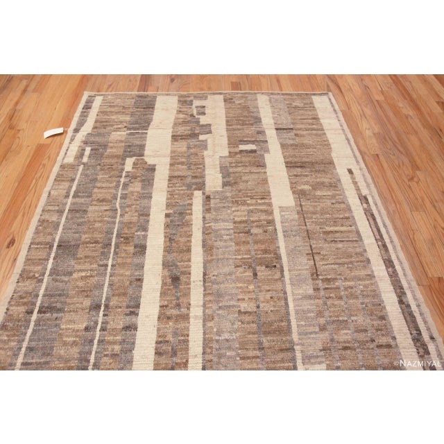 Tribal Nazmiyal Collection Earthy Neutral Color Tribal Geometric Design Modern Area Rug For Sale - Image 3 of 7