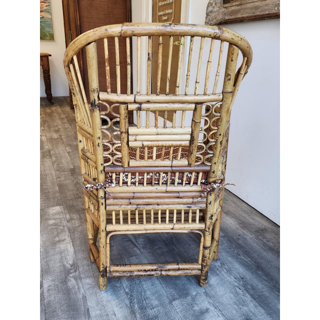 Wood 1970s Vintage Brighton Pavilion Burnt Bamboo & Rattan Armchair For Sale - Image 7 of 16
