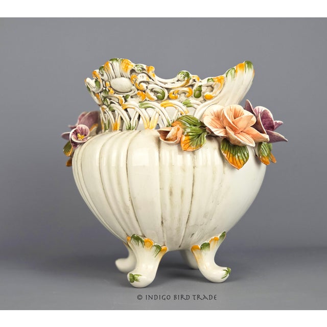 Vintage Italian Ceramic Planter Vase This charming planter is made from ceramic in Italy and features hand painted roses...