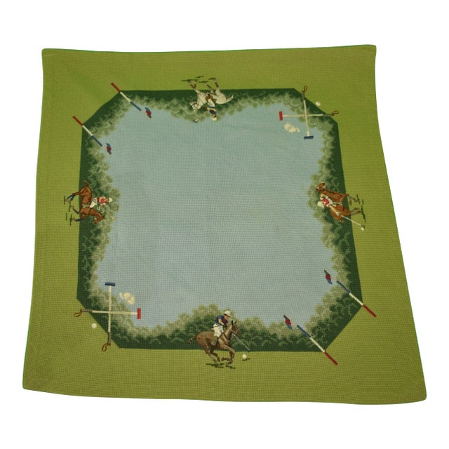 Polo Needlepoint Bridge Table Cover For Sale