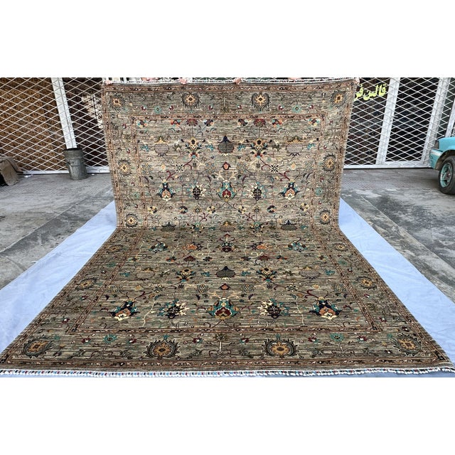 2000 - 2009 Hand-Knotted Afghan Sultanabad Chobi Wool Area Rug - 8'10" X 12'0" For Sale - Image 5 of 15