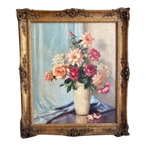 Early 20th Century Floral Still Life Oil Painting by Volney Allan Richardson, Framed