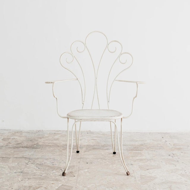 Garden Armchairs in White Iron attributed to Lio Carminati, 1950s, Set of 4 For Sale - Image 4 of 13