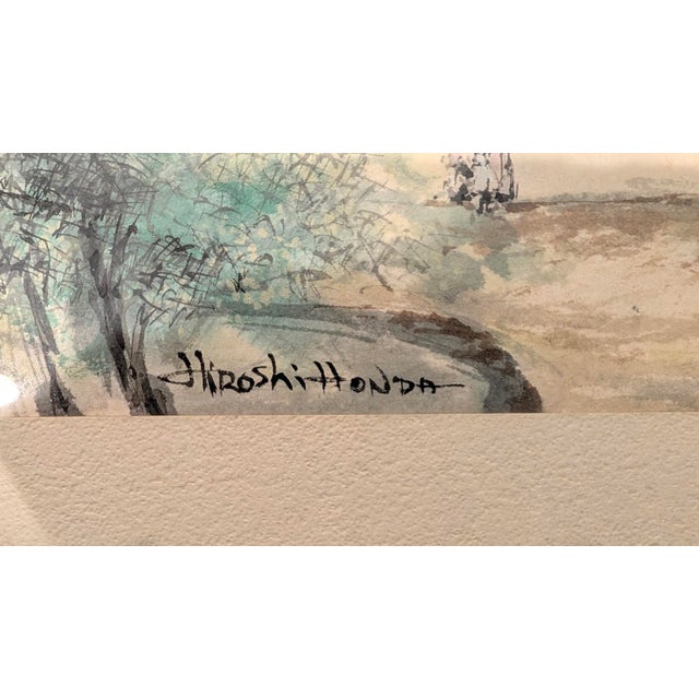 Mid 20th Century Mid 20th Century Hiroshi Honda Ink and Watercolor Landscape, Signed, Framed For Sale - Image 5 of 9