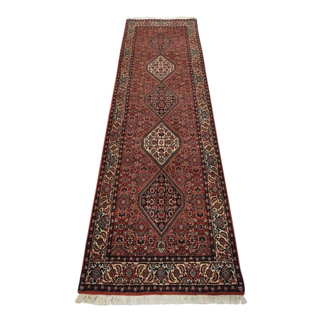 Fine Bidjar Runner 2’10” X 9’8” Red Wool Traditional Hand-Knotted Oriental Rug For Sale