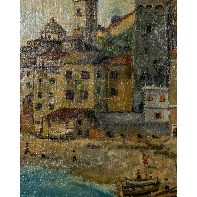 Wood Andrea Folis, Ligurian Coast, Early 1900s Oil on Panel For Sale - Image 7 of 12