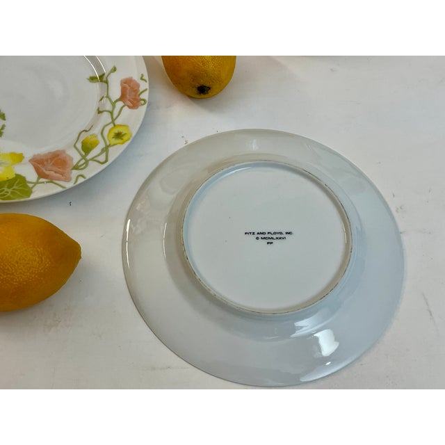 Art Nouveau Vintage Fitz and Floyd Nasturtium Porcelain Plates - Pair For Sale - Image 3 of 5