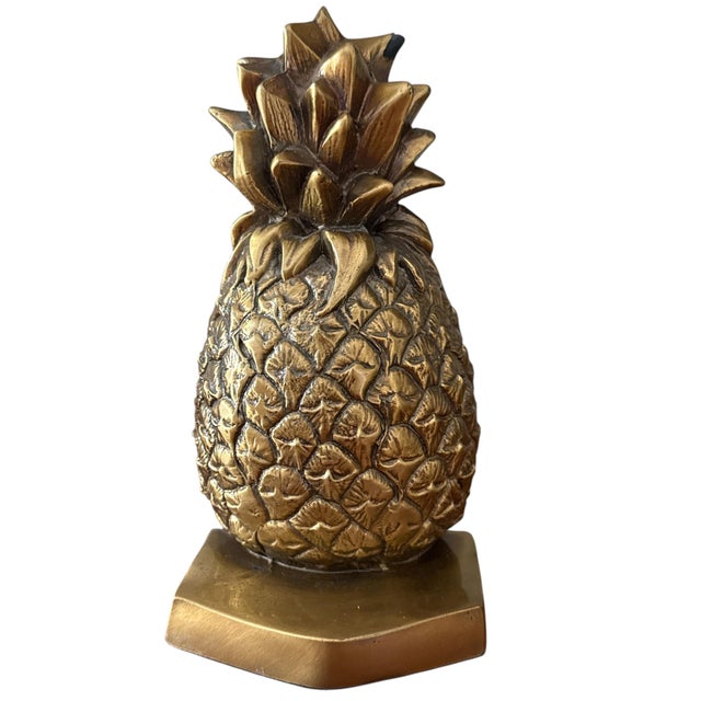 1960s Mid 20th Century Brass Pineapple Bookends - A Pair For Sale - Image 5 of 6