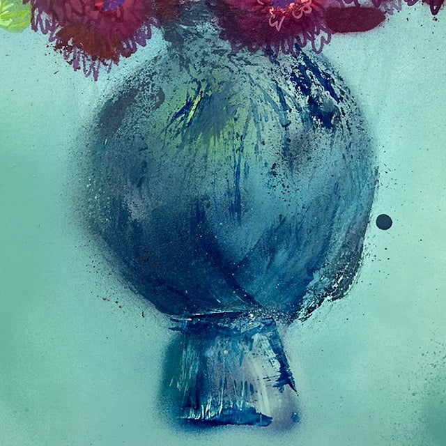 Dahlia Flowers No. 1 Abstract Expressionist Floral Painting Susan Havens For Sale - Image 4 of 4