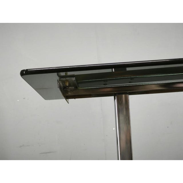 Vintage Italian Space Age Chrome and Smoked Glass Rolling Side Table, 1970s For Sale - Image 4 of 13