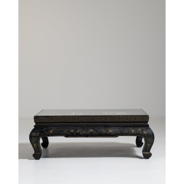 Chinoiserie Coffee Table with Glass Top, Antique, China, 20th Century For Sale In Greensboro - Image 6 of 13