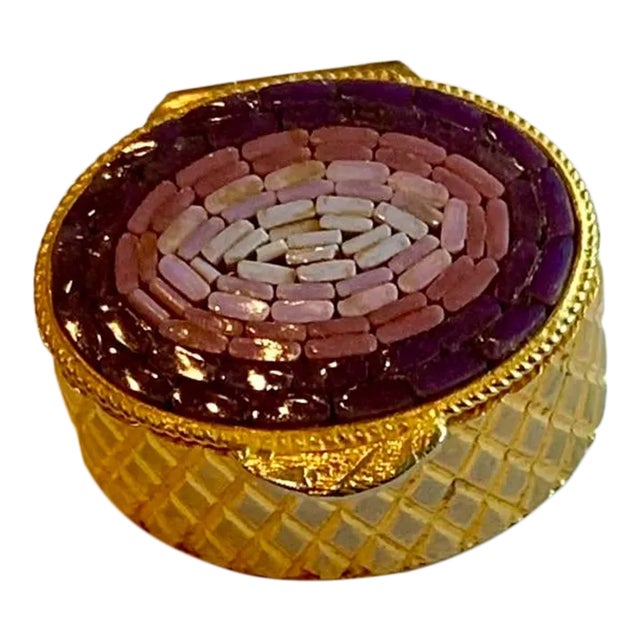 1970s Vintage Italian Micro Mosaic Trinket Box For Sale