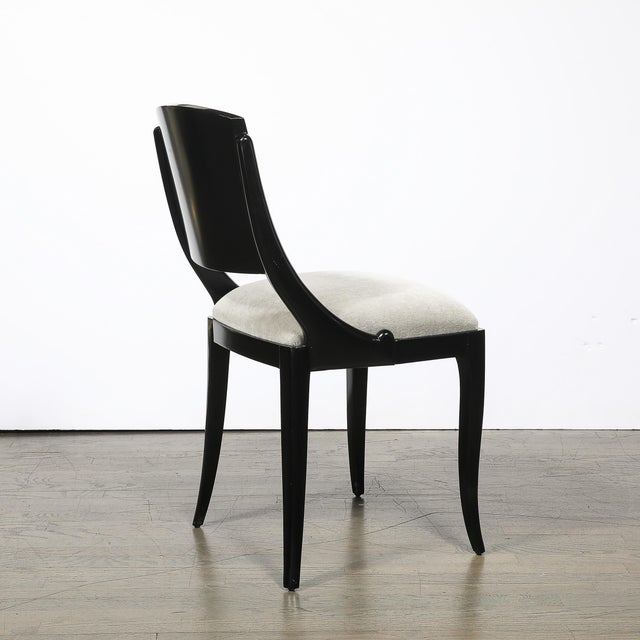 Set of Six Art Deco Sculptural Dining Chairs in Ebonized Walnut & Taupe Mohair For Sale - Image 18 of 18
