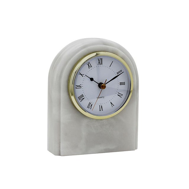 Pearl White Marble Desk Clock Chairish