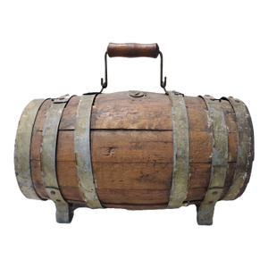 Antique 19th Century Naval Merchantman Grog Barrel With Iron Bale Handle