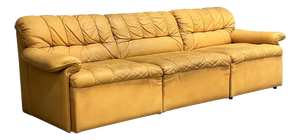 Yellow Leather Lounge Sofa from Laauser, 1970s