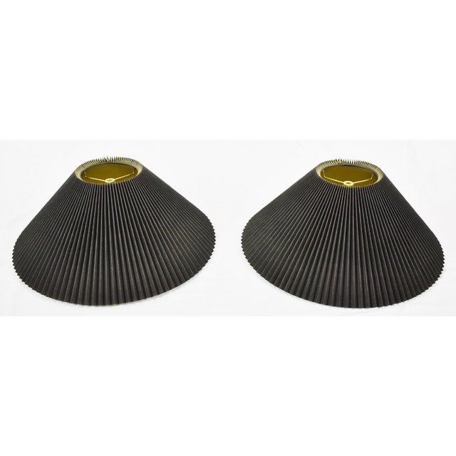 Vintage Black Pleated Fabric Empire Lamp Shades a Pair Chairish