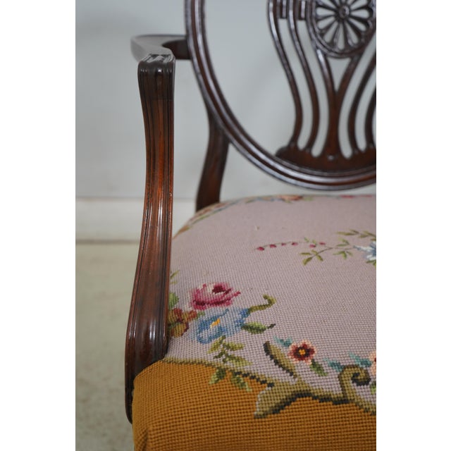 Vintage Mahogany Double Chair Back Settee W. Needlepoint Upholstery For Sale - Image 14 of 18