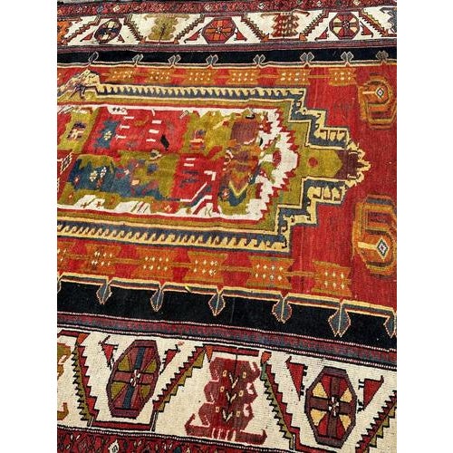 Nice antique Kurdish rug with beautiful design with tribal and abstract designs and nice natural colours with orange,...