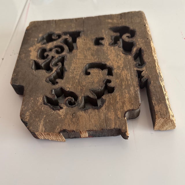 Asian Antique Carved Wood Fragment For Sale - Image 10 of 11