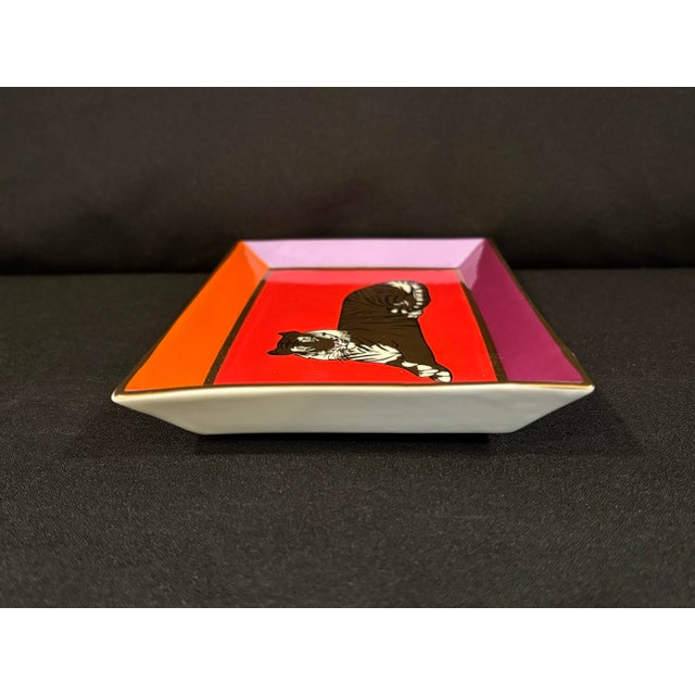 Jonathan Adler Safari Rectangular Trinket Tray Featuring Golden Tiger From Jonathan Adler For Sale - Image 4 of 11