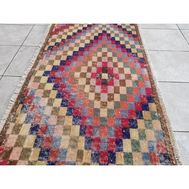 Art Deco 1960s Multicolored Vintage Custom & Modern Runner Rug For Sale - Image 3 of 11