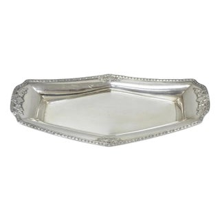 Vintage Poole 8093 Victorian Silver Plated Narrow "Boat Form" Trinket Dish For Sale