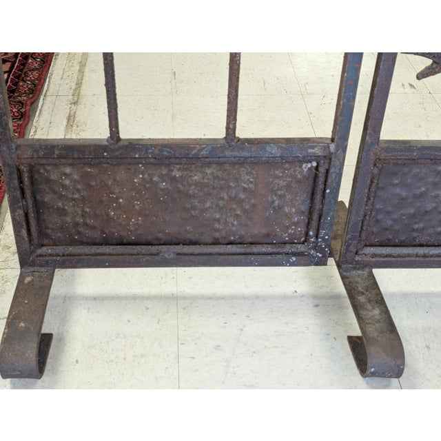 Brutalist Hand-Forged Iron Three-Panel Divider/Floor Screen For Sale - Image 3 of 12