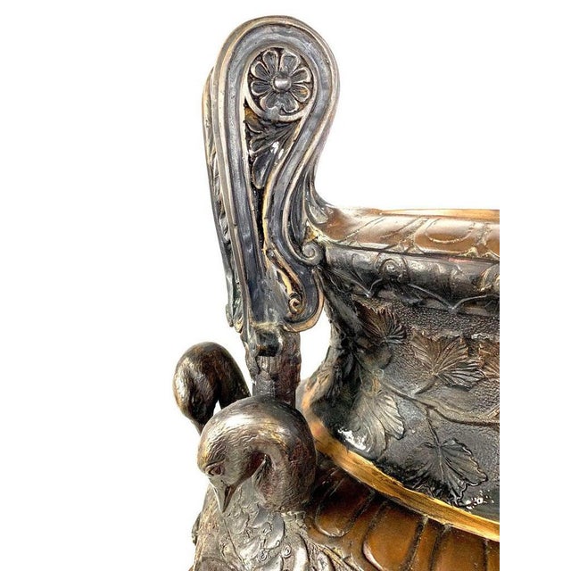 Neoclassical Roman Style Cast Bronze Urns, Set of 2 For Sale - Image 6 of 7